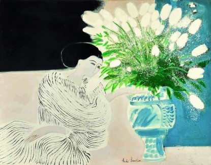 André Brasilier, Femme au grand vase italien, Circa 1988