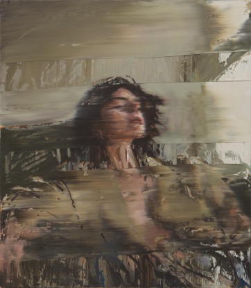 Andy Denzler, Woman Portrait on Grey Olive, 2025