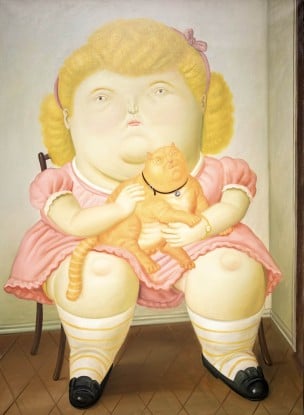 Fernando Botero, Girl with Cat, 1989