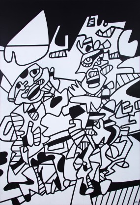 Jean Dubuffet, Scène tragique (site avec deux personnages), 1974