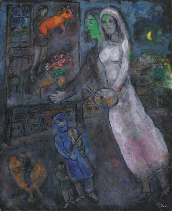 Marc Chagall, The Painter, the Bride and Her Painting or Couple and Violinist, Circa, 1975